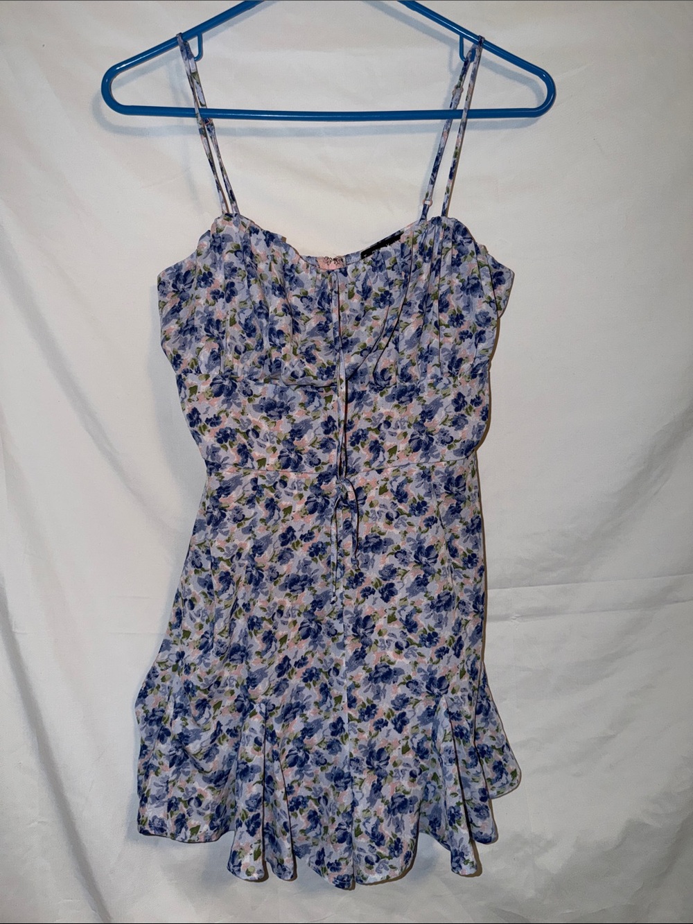 Trixxi Pink and Blue Floral Spaghetti Strap Dress
